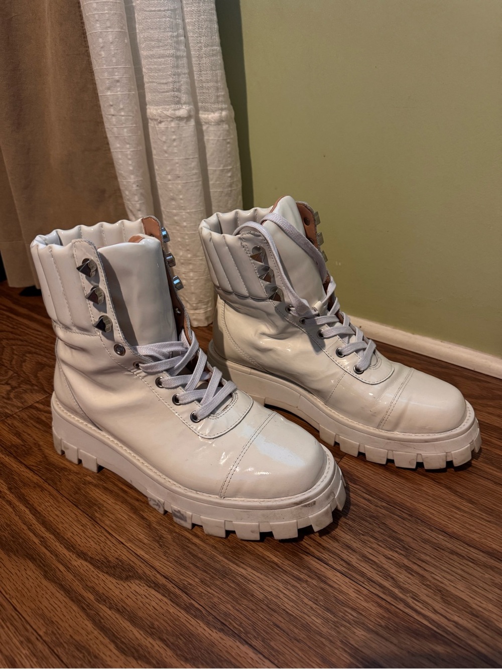 Schutz White Sutton Lace-Up Boots - Picture 4 of 7